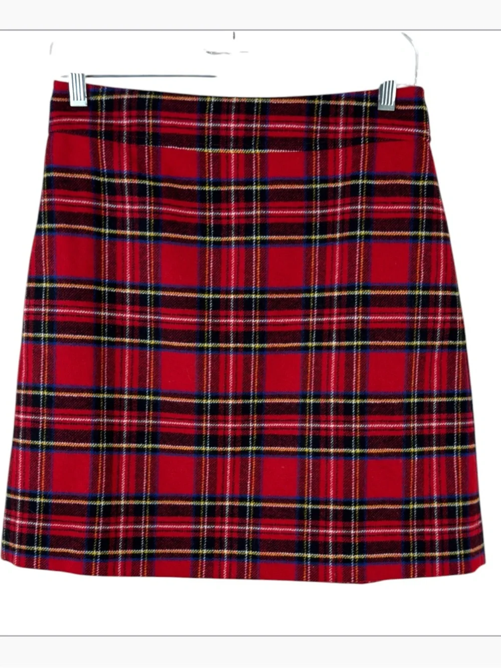 J . Crew womens size 2 red plaid wool tartan a line mini skirt
